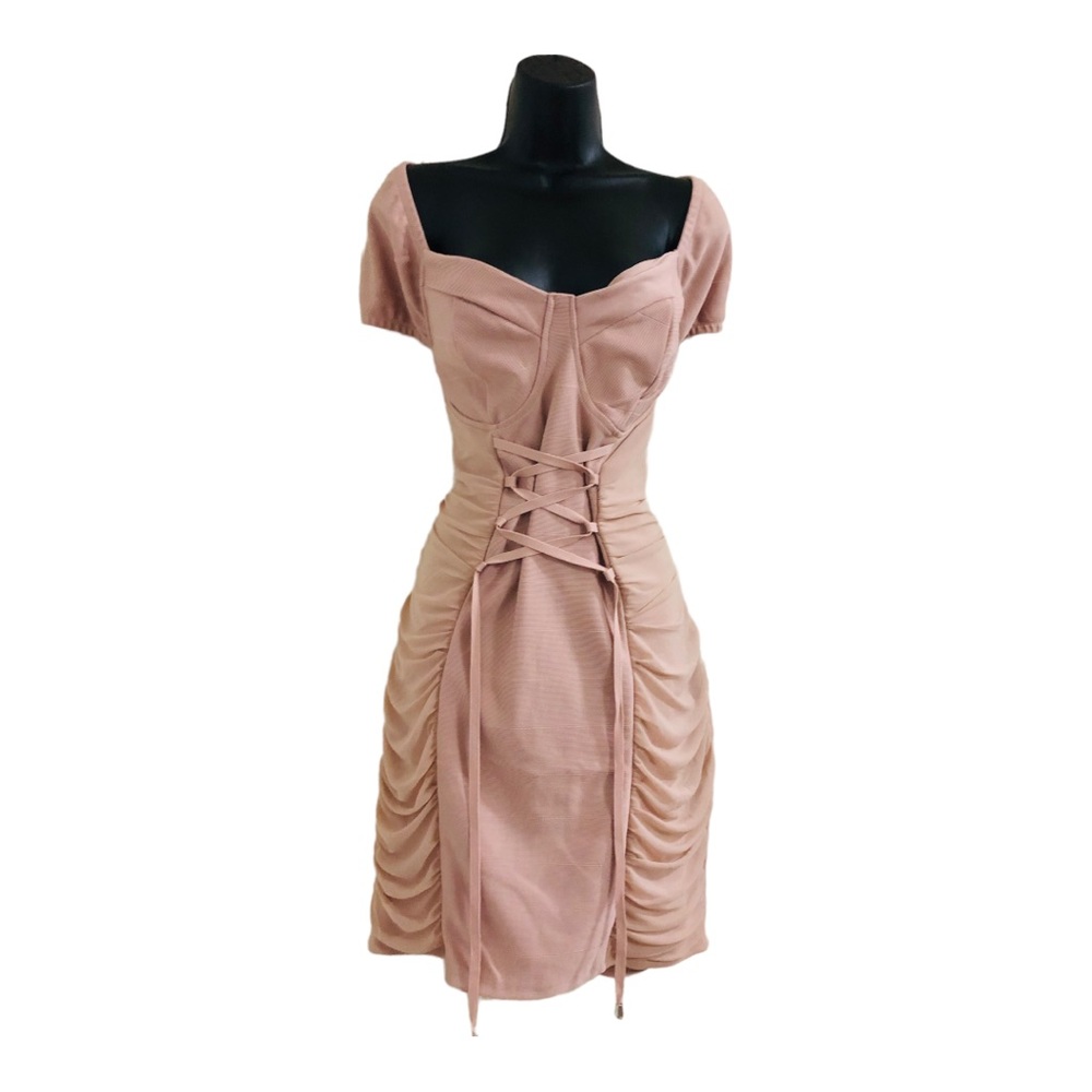 Haute monde‎ pink lace up corset sweet heart neckline stretch dress size 2XL new